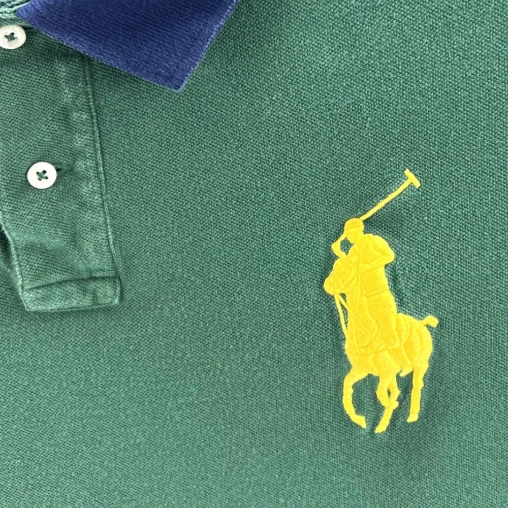 Polo Ralph Lauren Big Pony XXL Cotton Colorblock Green Blue Yellow Preppy Shirt